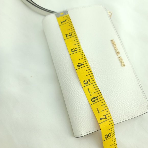 Michael Kors Womens Ivory White Leather Detachable Strap Wristlet Wallet - Picture 9 of 14
